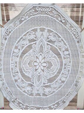 Large 76" Round Lace Tablecloth 100% Cotton Made in Spain Confidence in Textiles